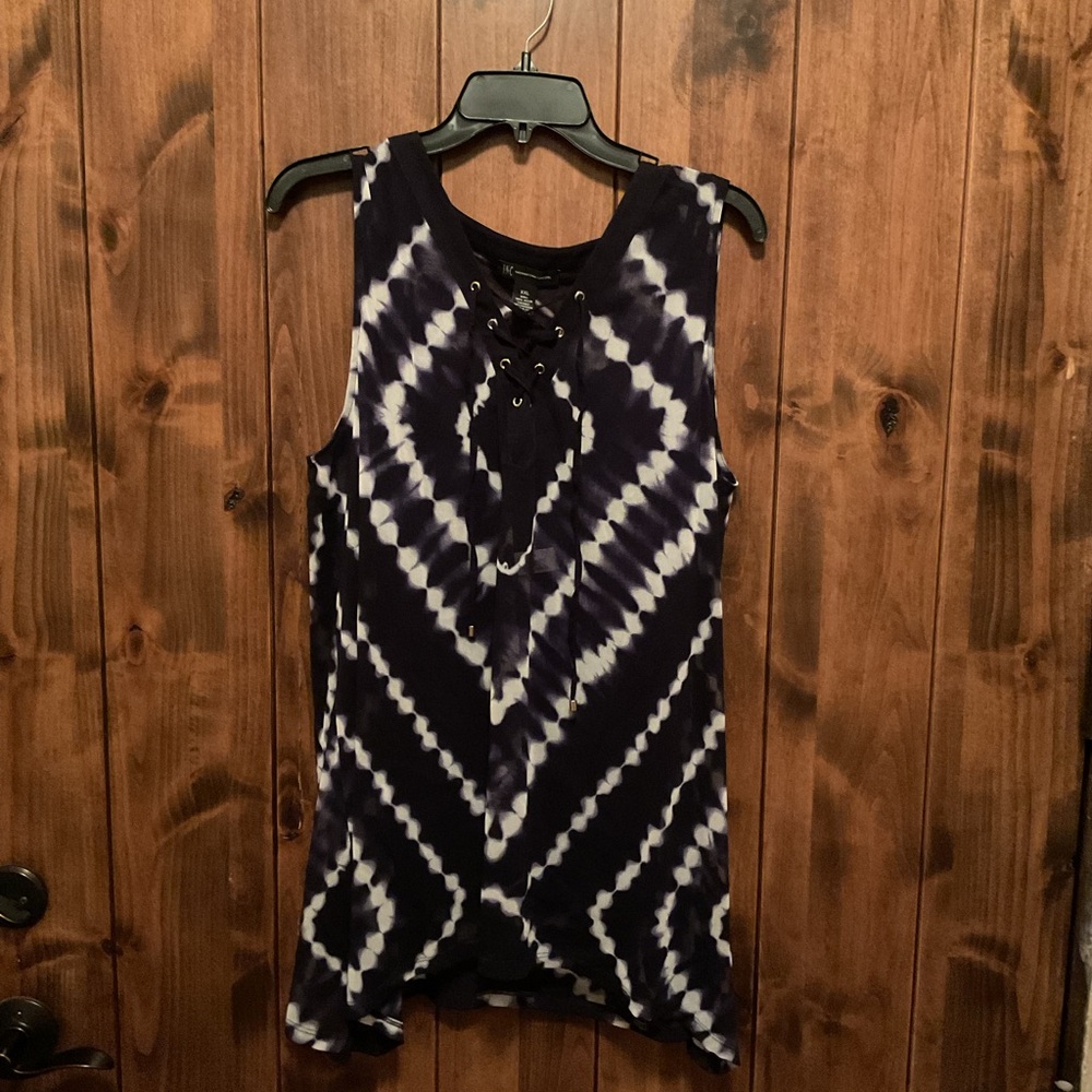 INC International Concepts Navy Blue and White Tie-Dye Tank Top 2-Piece Set